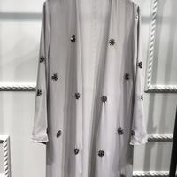 Robe de soirée brodée de perles vêtements islamiques musulmans Abaya Pakistan robe longue caftan ouverte à l'avant pour l'Aïd Moubarak