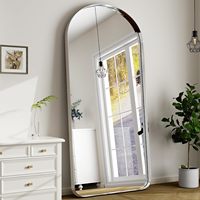 Miroir sur pied arqué non éclairé de 71x30 pouces, cadre en alliage d'aluminium, décoration murale pour la maison