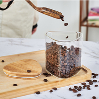 Pot de conservation triangulaire en verre borosilicate avec couvercle en bambou, récipient alimentaire hermétique