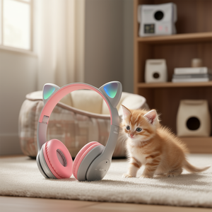 Cuffie pieghevoli Myrva a forma di orecchie di gatto, rosa, per gatti, accessori per animali domestici - Product Image 2