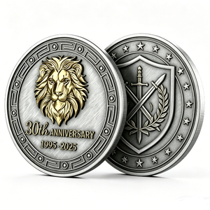 Moneda Conmemorativa Personalizada de Aleación de Zinc 3D con Cabeza de León, Fundida a Presión, para el 30.º Aniversario del Día Nacional y Navidad - Product Image 4