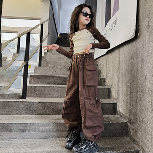 Ensemble Printemps 2026 pour Grande <span class=keywords><strong>Fille</strong></span> : Chemise à Manches Longues Patchwork + <span class=keywords><strong>Pantalon</strong></span> <span class=keywords><strong>Cargo</strong></span> Décontracté à Jambes Larges - Product Image 5