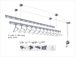 Séchoir à <span class=keywords><strong>linge</strong></span> pliable à main, à <span class=keywords><strong>poulie</strong></span> en alliage d'aluminium à tige unique, monté au <span class=keywords><strong>plafond</strong></span>, pour salle de bain, nettoyage - Product Image 6