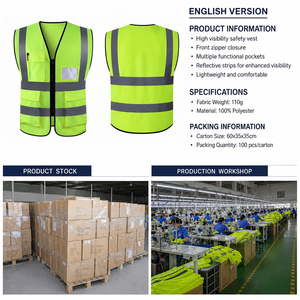 Gilet <span class=keywords><strong>de</strong></span> sécurité réfléchissant haute visibilité personnalisé pour hommes, en polyester, avec poches et logo, pour la construction et la sécurité au <span class=keywords><strong>travail</strong></span> - Product Image 6