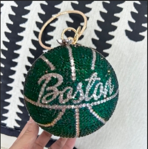 Bolso Tote Casual Bohemio con Cuentas y Diamantes Brillantes, Ligero, con Correa de Cadena y Patrón de Letras Boston - Product Image 3