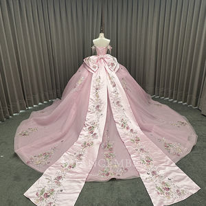 Vestido de Quinceañera Rosa de Ensueño, Vestido de Gala Largo Hasta el Suelo con Apliques, Cuentas y Bordado, Escote Corazón, 100% Poliéster, para Fiesta - Product Image 4