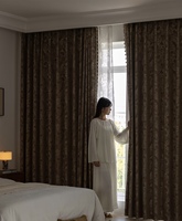 Rideau occultant jacquard vintage avec dentelle et perles décoratives, tissu épais pour chambre et salon
