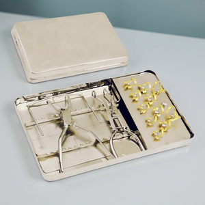 Dental Rubber Dam Kit Stainless Steel Clips <b>Punch</b> Instrument <b>Set</b> with Metal Case Manual Surgical Tools Class I - Product Image 5