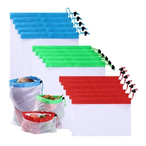 Mingyu 제조 업체 도매 사용자 정의 로고 사용 대형 폴리 에스터 인쇄 메쉬 drawstring 가방 과일 식품