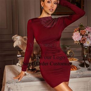 Abito <span class=keywords><strong>marrone</strong></span> cioccolato con scollo a barchetta, <span class=keywords><strong>maniche</strong></span> <span class=keywords><strong>lunghe</strong></span> e arricciature - Product Image 1