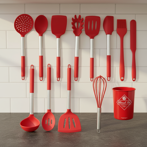 Utensilios de Cocina de Silicona, Juego de Utensilios de Goma con Soporte para Espátula, Cuchara y Espátula - Product Image 5