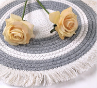 Napperon rond 100% coton napperons tissés en corde de coton frange cuisine Table à manger ensemble de tapis en coton café verre boisson sous-verres