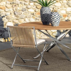 Silla de Ratán para Exteriores con Estructura de Aluminio, Muebles de Jardín Minimalistas, Diseño Plegable para Patio o Cafetería - Product Image 3