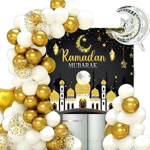 Lune étoile ballon guirlande arc Kit Eid Mubarak Ramadan décoration décors pour fête musulmane islamique décor anniversaire ballon