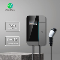 Cargador de Pared para Vehículos Eléctricos Tipo 2, 7kW, Nivel 2, CA Trifásico, con OCPP, RFID, WiFi, DLB, para Uso en Proyectos de Carga, WrightCharge