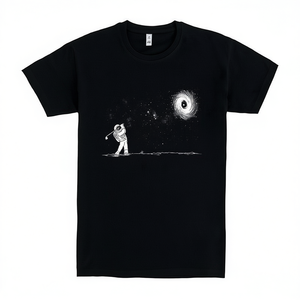 T-shirt Black Hole In One da uomo con grafica Space Astronaut Design nera - Product Image 2
