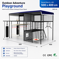 Équipement de terrain de jeu d'aventure extérieur commercial pour enfants : structure d'escalade, barres de singe, balançoire, parcours d'obstacles Ninja pour maternelle