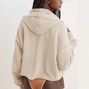 Felpa con cappuccio all'uncinetto da <span class=keywords><strong>donna</strong></span> di <span class=keywords><strong>marca</strong></span> europea americana con maniche a palloncino e Logo anteriore - Product Image 4