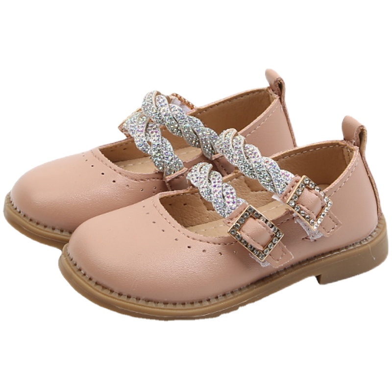 Girls beautiful elegant crystal straps shining sequined flat ballet pumps shoes for party