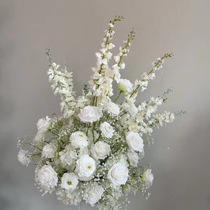 A-FR109 Wedding <b>Decor</b> 80cm Pink White Silk Rose Floral Floor Flower Runner Arrangements Home <b>Graduation</b> Occasion - Product Image 5