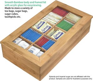 대나무 저장 상자 고급 대나무 티백 저장 상자 10 구획 캐비닛 테이블 탑 식품 캐비닛 - Product Image 3