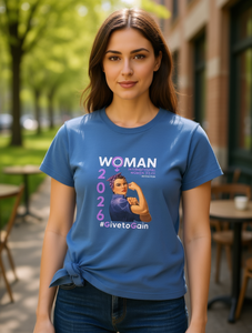 T-shirt Elegante da Donna Girocollo Stile Vintage Stampa Giornata Internazionale della Donna 2030 Tessuto Elasticizzato Medio Vestibilità Regolare - Product Image 2