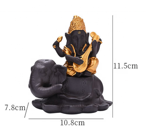 รูปปั้นพระ<span class=keywords><strong>พิฆเนศ</strong></span>อินเดีย10.8*7.8*11.5ซม. <span class=keywords><strong>กร</strong></span>ะถางไฟประดับต้นทรายงานฝีมือพื้นบ้านหัวช้างเครื่องหอมธูปกำยานแบบย้อนกลับ - Product Image 2