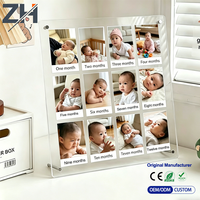Cadre photo en acrylique pour bébé, 12 compartiments, avec support à vis