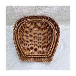 Oval Imitation Rattan Woven <b>Basket</b> Fruit Vegetable Drain Kitchen <b>Storage</b> Tray Eco Friendly 28x27x9cm - Product Image 4
