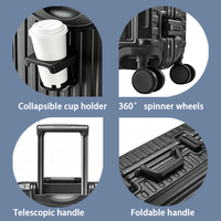 Valise rigide à roulettes pivotantes, porte-gobelet pliable, poignée télescopique, serrure à code TSA, valise de voyage, logo personnalisé, vente en gros