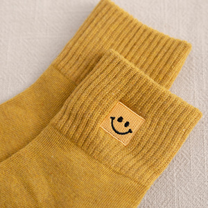 <b>Women's</b> <b>Thick</b> Warm Winter Embroidered Crew <b>Socks</b> with Smiling Logo 10 Color Options Anti-Slip Knitted New Design - Product Image 6