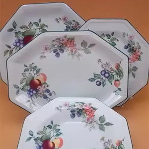 จานอาหารค่ำลายผลไม้และดอกไม้สไตล์ยุโรปคลาสสิกขายส่ง และชุดกาแฟเซรามิก - Product Image 1