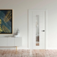 Porte moderne en bois pour chambre à coucher Panneau de verre design Porte intérieure en bois blanche Porte intérieure demi-bois demi-verre pour habitation