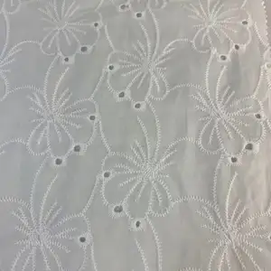 New China Supplier Fashionable 100% Cotton eyelet tulle Floral Embroidery Lace Fabric For Garment Dresses