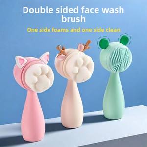 Cepillo de Silicona de Doble Cara para Lavar la Cara, Limpiador Facial de Pelo Suave para Limpieza Profunda de Poros, Herramienta Manual de Masaje para Hombres y Mujeres - Product Image 4