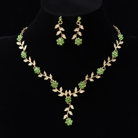 Set Perhiasan Pengantin Berbentuk V dengan Daun Bunga dan Rhinestone, Kalung dan Anting yang Dapat Disesuaikan untuk Acara Prom dan Formal.