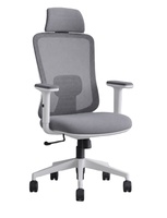 Chaise de bureau pivotante réglable à dossier haut de conception moderne gris avec appui-tête