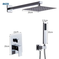 Ensemble de robinet de douche de salle de bains mitigeur thermostatique en laiton Design solide moderne dissimulé brossé noir CE Massage carré