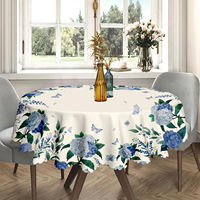Nappe ronde 60 po, nappe florale imperméable, couverture de table en polyester sans plis pour les fêtes sur le patio