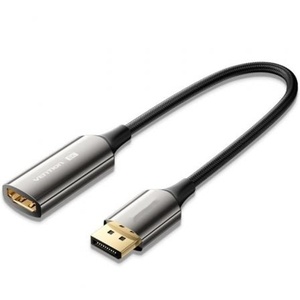 Câble convertisseur - conversion DisplayPort vers HDMI, mâle vers femelle, 25 cm, couleur noire, idéal pour les connexions numériques - Product Image 1