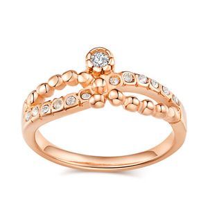 Anillo de Diamantes en Oro Rosa, Corte Brillante Redondo, Joyería de Boda para Mujer, Uso Diario - Product Image 1