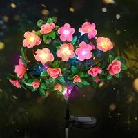 Lampu Taman Tenaga Surya Azalea LED Bunga Artifisial Lampu Lanskap Putih Hangat 3500K IP65 Sensor Cahaya Dekorasi Halaman