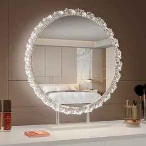 Espejo de Maquillaje Pequeño y Bonito para Niñas, Espejo de Mesa Estético para Dormitorio, Espejo de Maquillaje de Macramé de Lujo, Espejo con Luz, Accesorios para el Hogar - Product Image 3