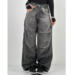 Jeans in Denim Personalizzati Plus Size per <span class=keywords><strong>Donna</strong></span>, <span class=keywords><strong>Pantaloni</strong></span> Baggy Stile <span class=keywords><strong>Parachute</strong></span>, Abbigliamento Streetwear - Product Image 1