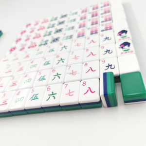 Jeu de Mahjong Américain Sur Mesure Bleu Teal Profond avec Plumes de Paon Gravées, Tiges de Libellule, Tuiles en Acrylique – Jeu de Société Professionnel, Cadeau - Product Image 5