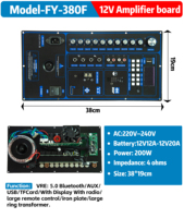 Carte d'amplification karaoké DSP FY-380F 200W AC220V DC12V avec ports USB 5.0, TF, AUX et FM