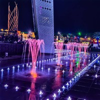 Fuente de Agua Interactiva Comercial para Pisos Secos, Control DMX512, LED RGB Digital, Jets Crown, Fuente de Agua para Plazas Públicas