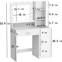 Meja Rias Modern Nordik untuk Kamar Tidur, Meja Makeup Rumah dengan Cermin LED Geser, Panel Kayu, Cocok untuk Apartemen