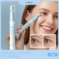 Crème pour les yeux LAIKOU Vegan Rice Ferment Filtrate Niacinamide 15g 360 Roller Hydratante Anti-rides Anti-poches Cernes