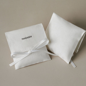 PandaSew Custom Logo <b>White</b> Cotton <b>Envelope</b> Jewelry Bag for Ring Earring Bracelet Necklace Hairpin Packaging Jewelry Pouch - Product Image 4